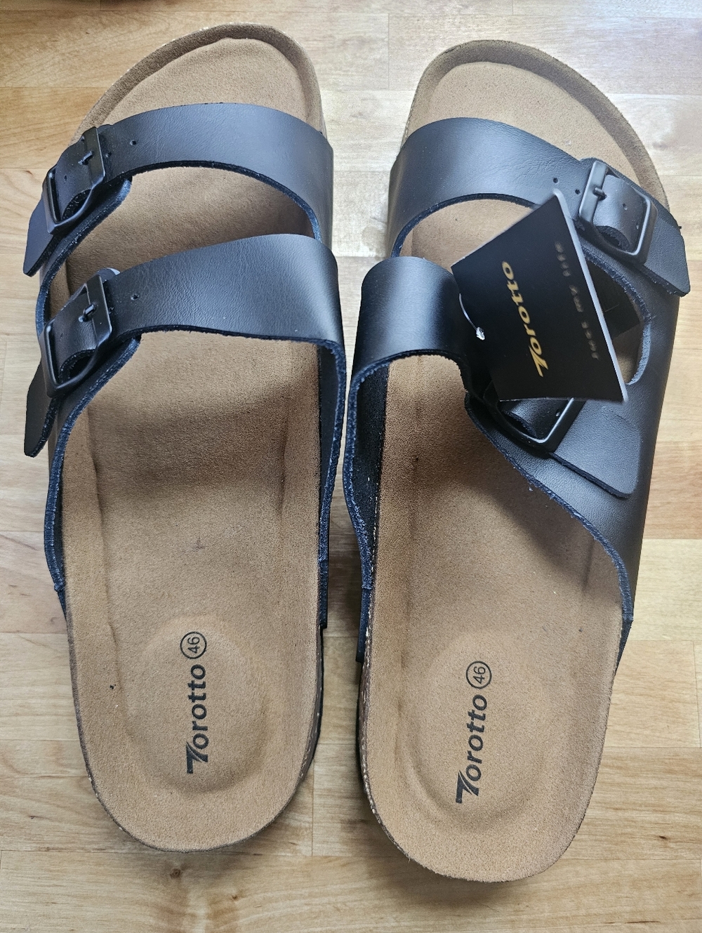 Men's Black Double-Buckle Slide Sandals